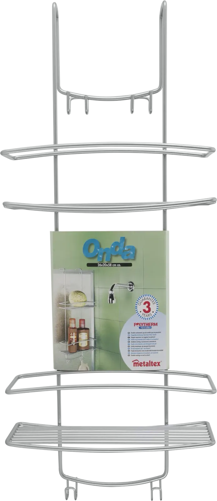 Etagère de douche avec deux crochets — vue 3