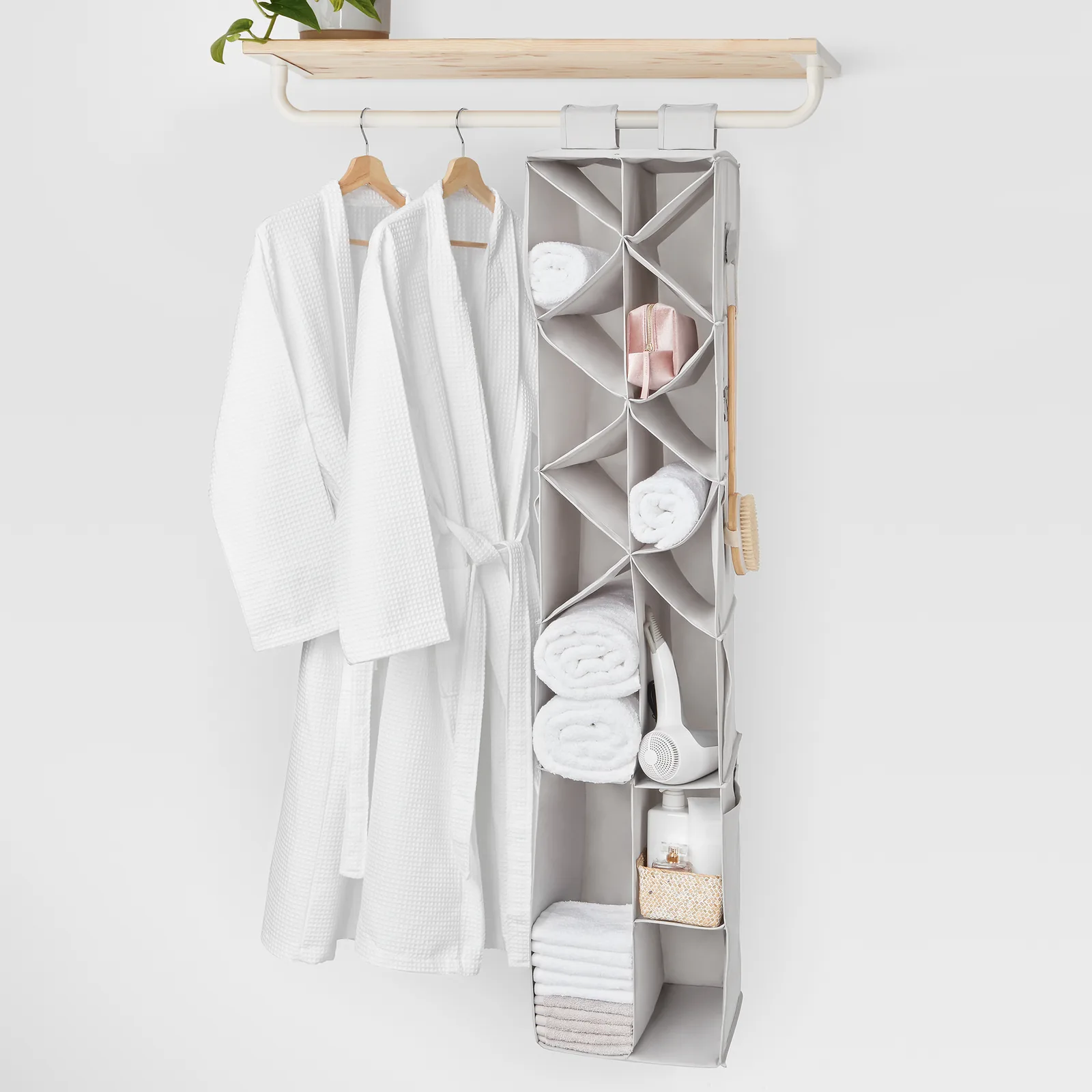 Rangement suspendu pour chaussures et sac - 142,5 x 30 x 30 - gris — vue 2