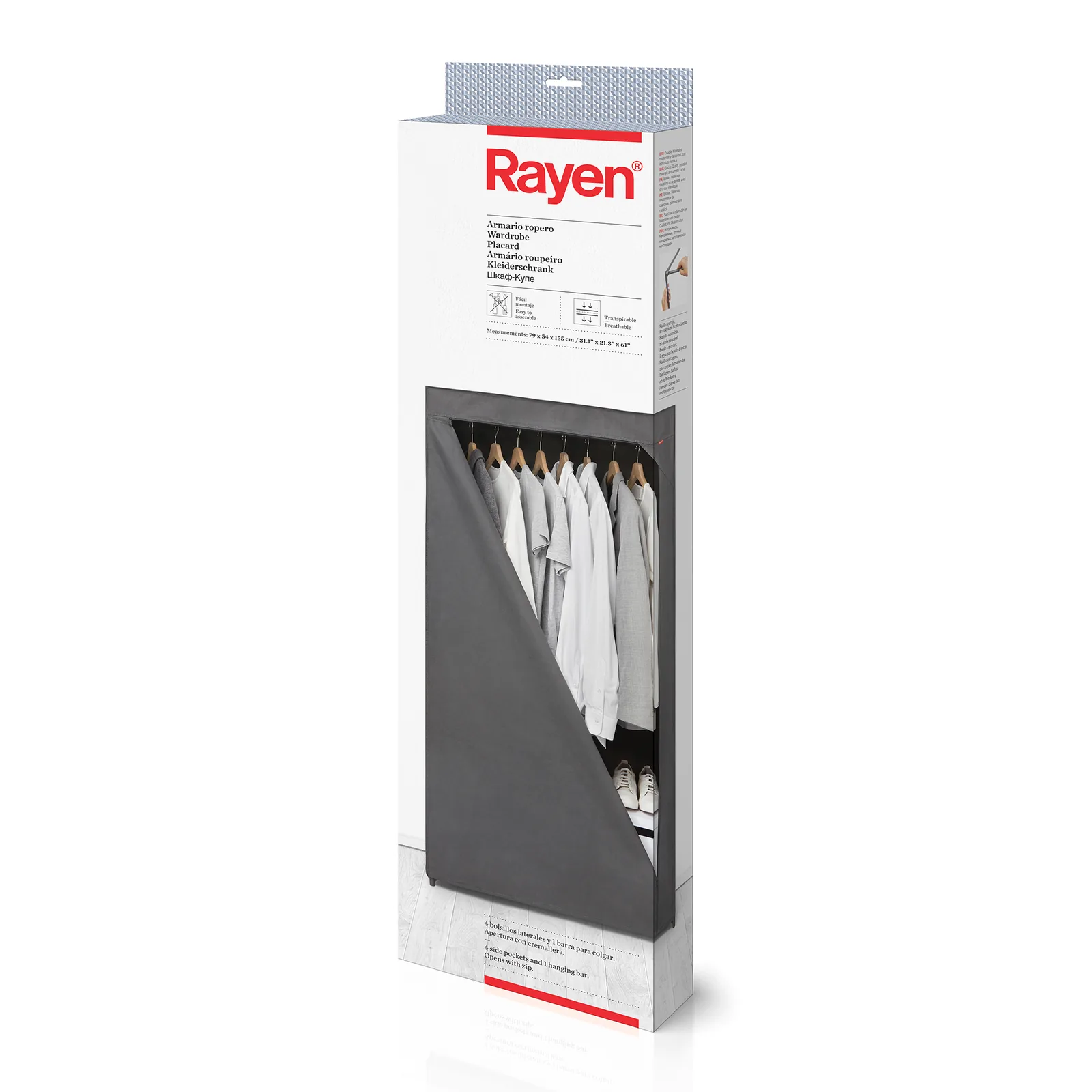 Placard - 79 x 54 x 155 cm - Gris foncé — vue 7