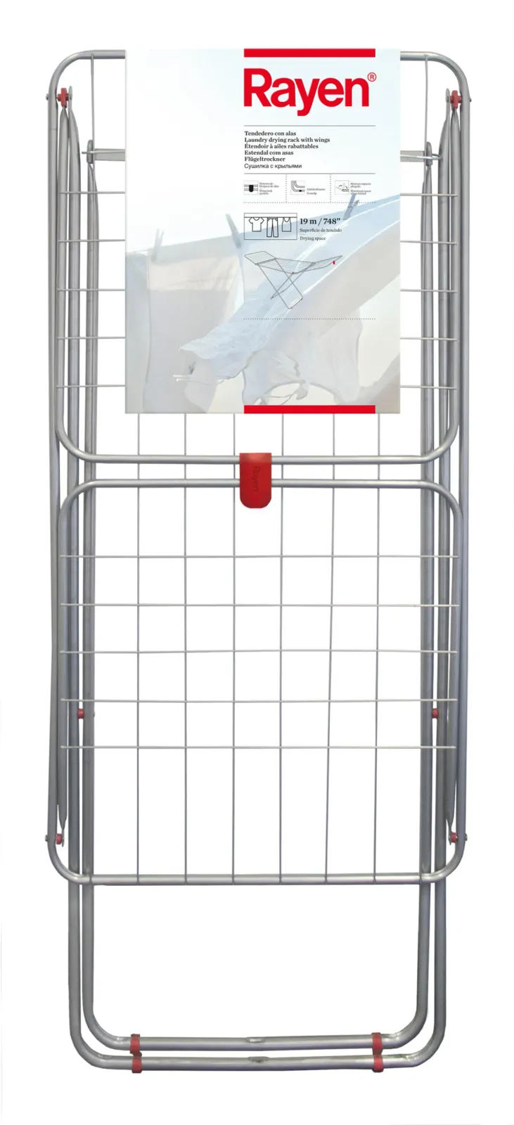 Etendoir à ailes rabattables - 177 x 54,5 x 107,5 cm - Gris — vue 2