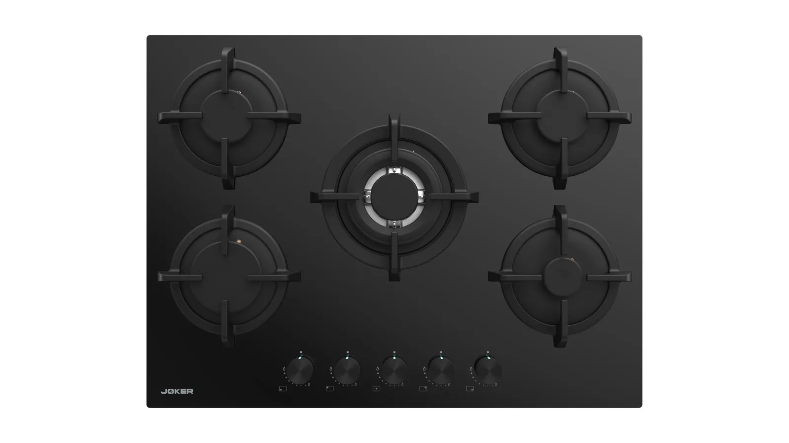 Plaque Gaz Santa 5 Feux Noir 70 cm — Grilles Fonte FFD – vue 2