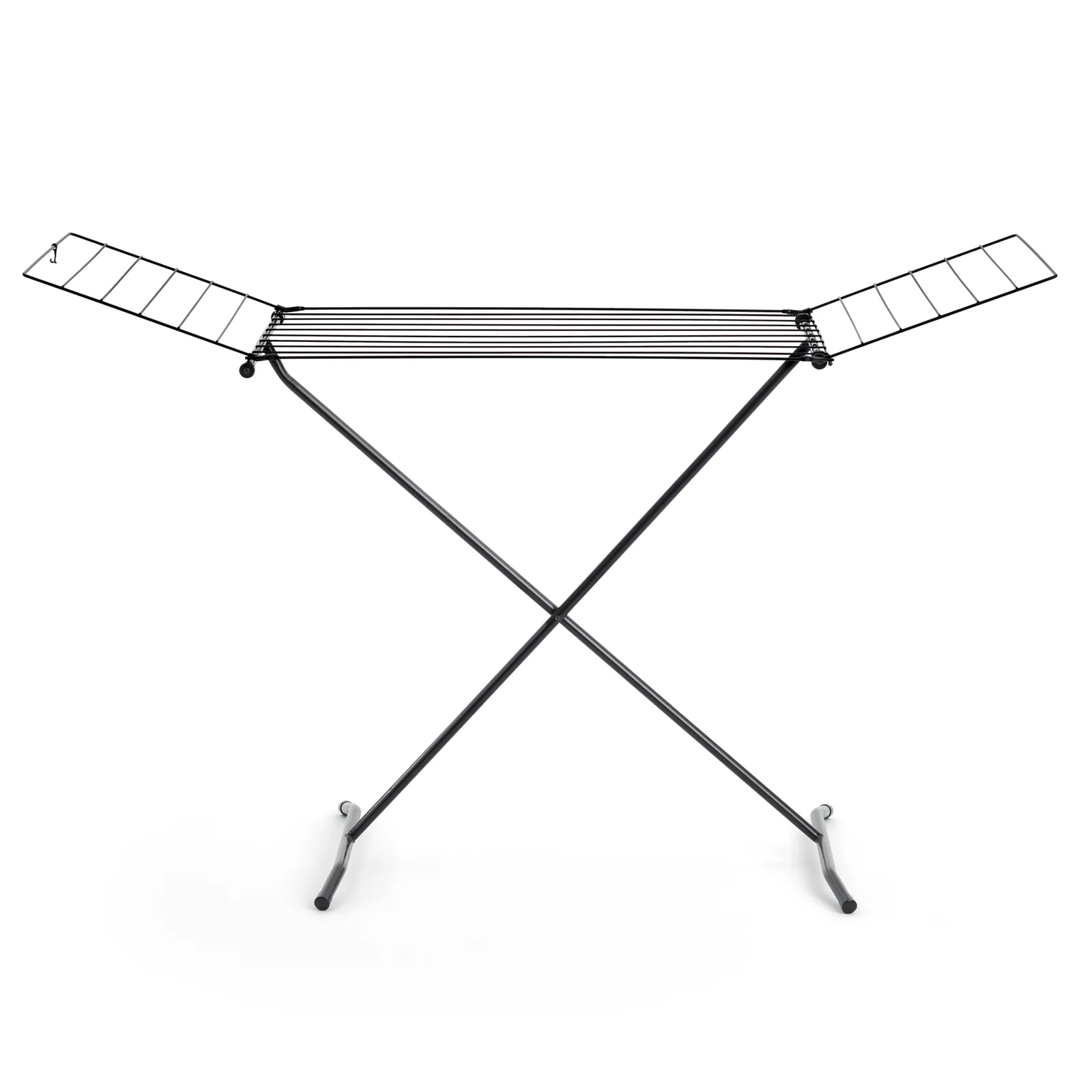 Étendoir à ailes rabattables en acier inoxydable - 162 x 57,5 x 104,5 cm - Noir — vue 3
