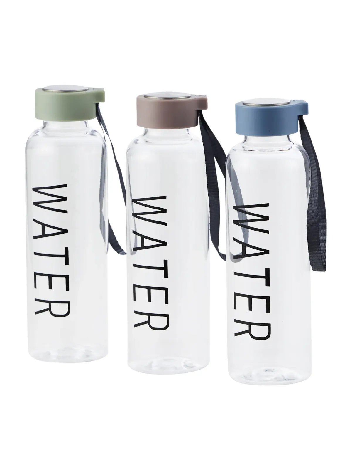 Bouteille en plastique avec couvercle en acier inoxydable — vue 3