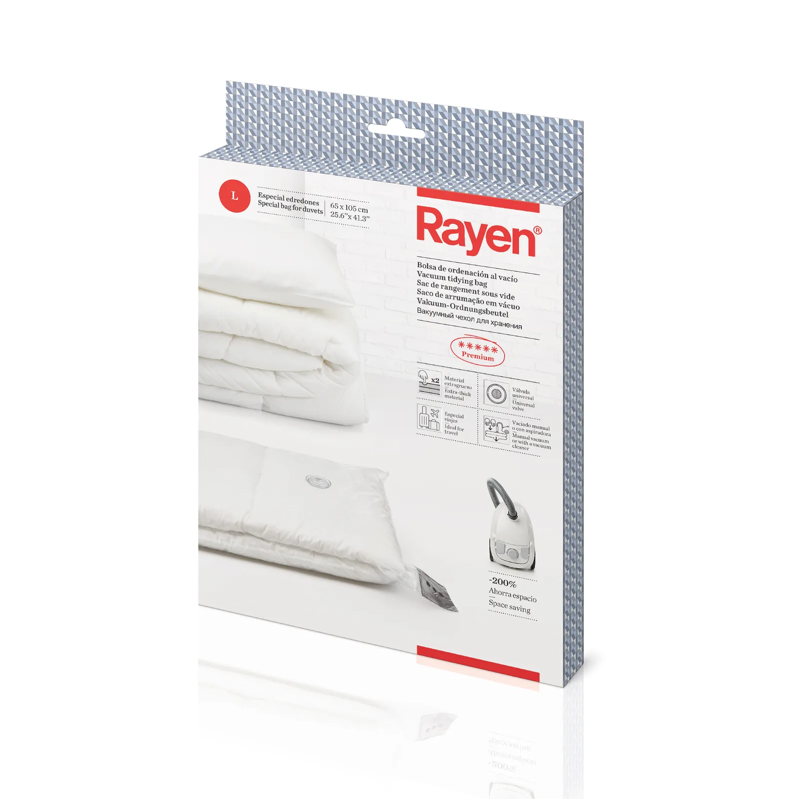 Sac de rangement sous vide L - 65 x 105 cm - Blanc — vue 10