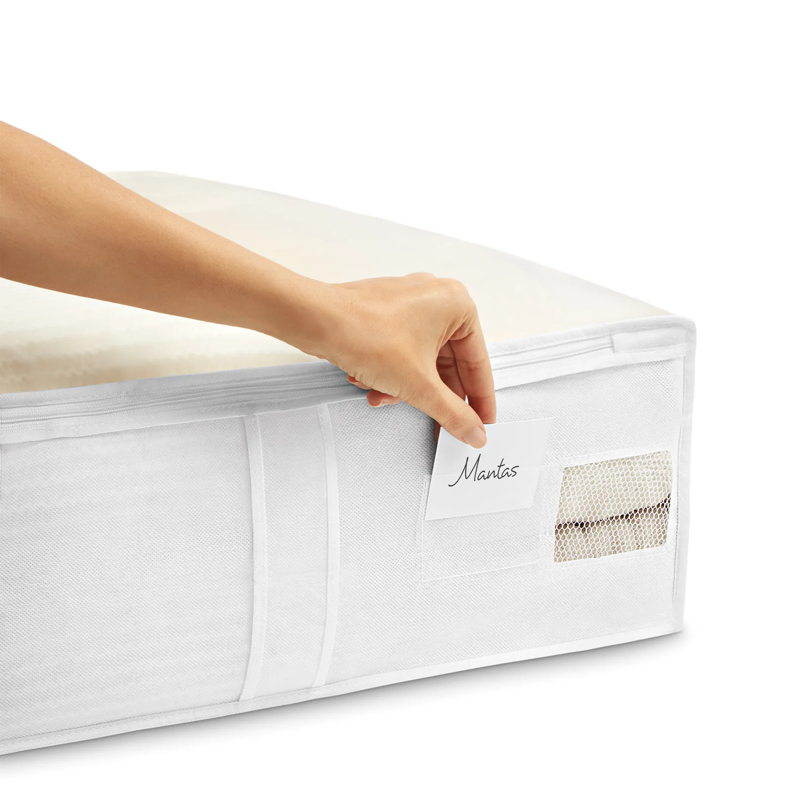 Housse pour couvertures medium - 55X65X20cm - Blanc — vue 4
