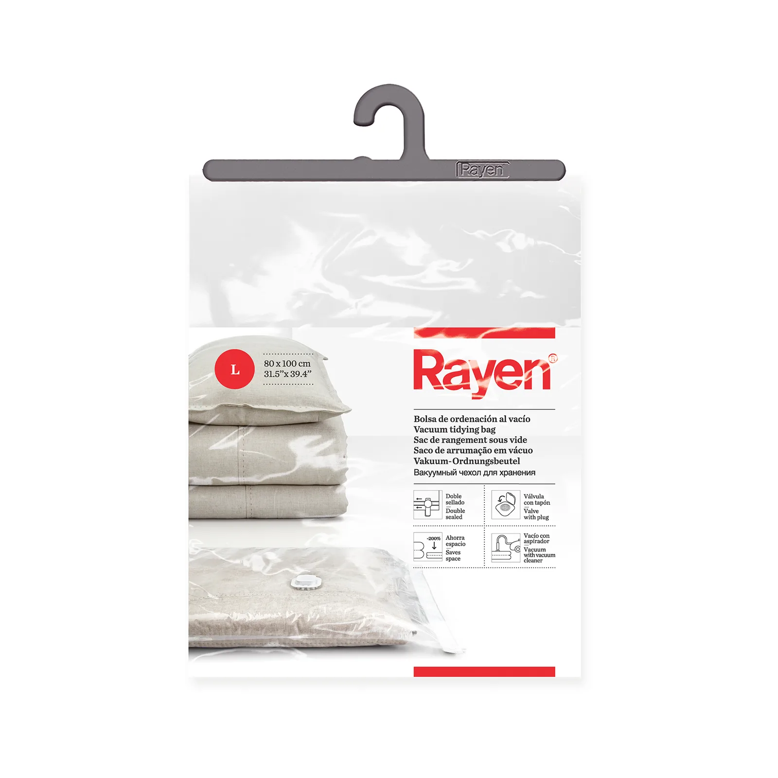Sac de rangement sous vide L - 80 x 100 cm - Transparent — vue 5