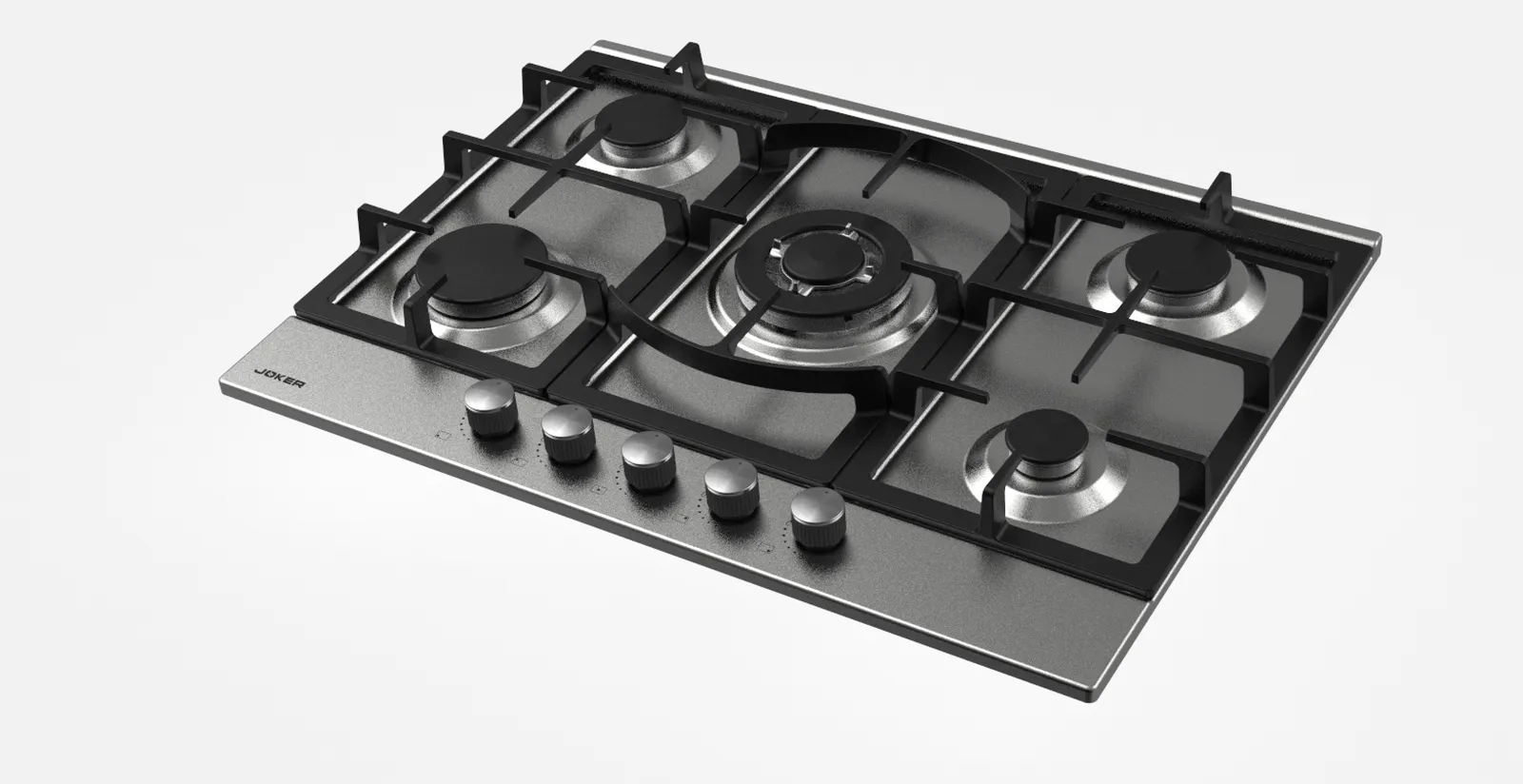 Plaque Gaz 5 Feux Inox 70 cm — Grilles Fonte FFD – vue 4