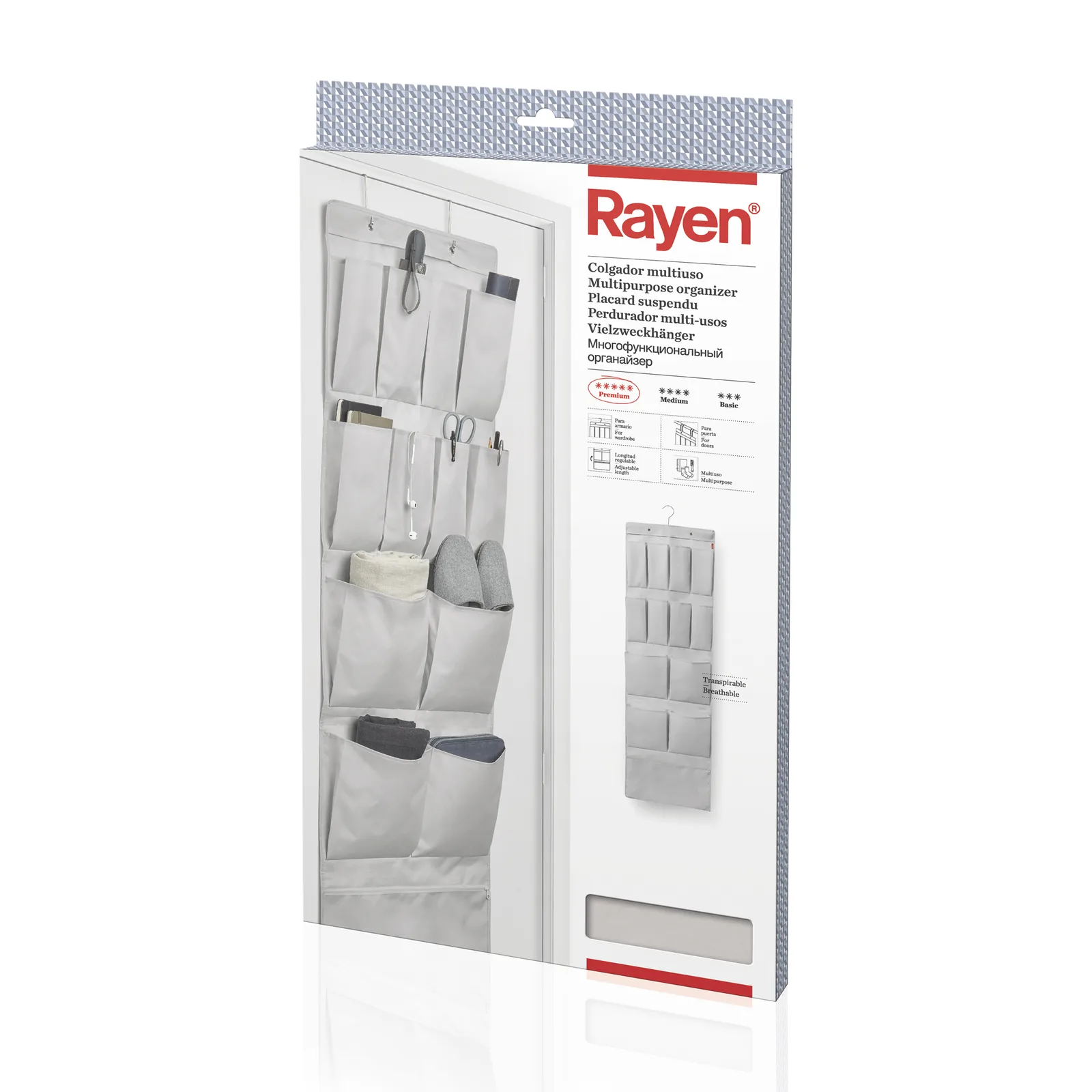 Placard suspendu à usage pour portes - 150 x 45 cm - Gris — vue 7