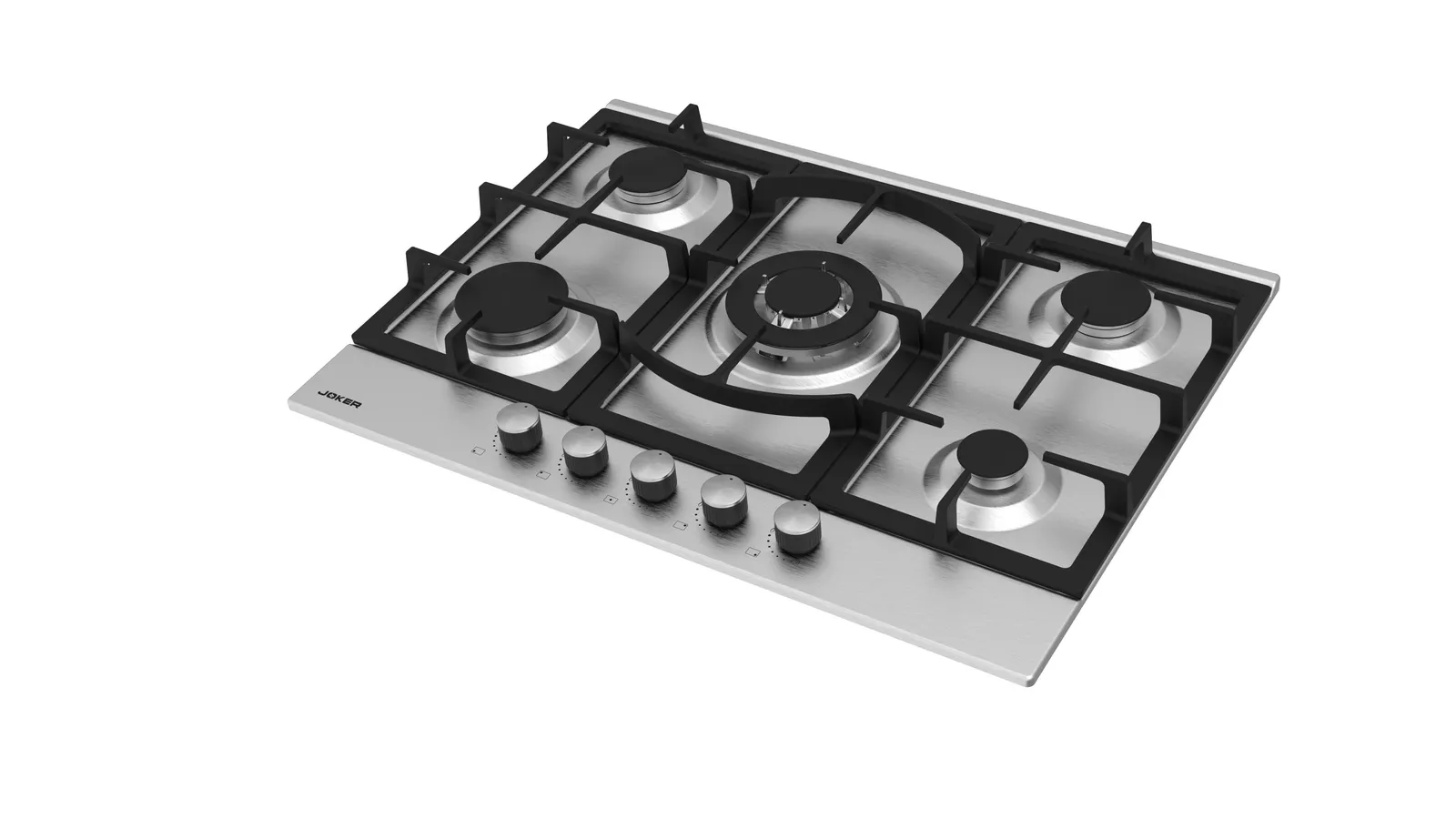 Plaque Gaz 5 Feux Inox 70 cm — Grilles Fonte FFD – vue 2