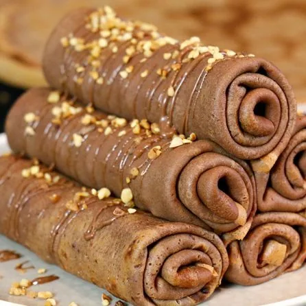 Crêpes roulées au chocolat
