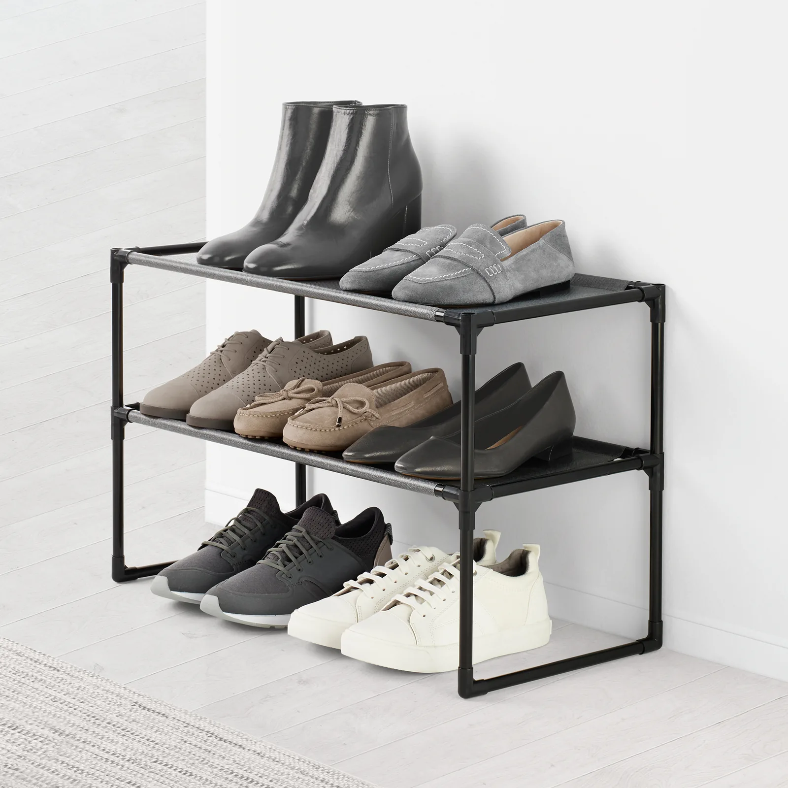 Meuble à chaussures empilable - 59x28x38 cm - Noir — vue 2