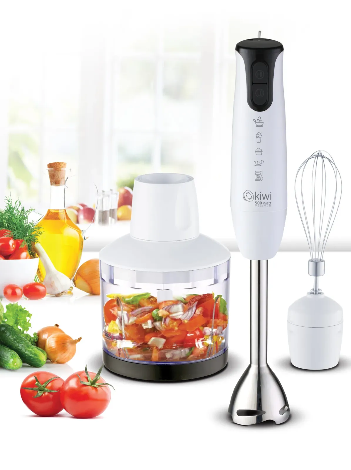 Set Mixeur 3 En 1 - 500 W - 0,5 L - Blanc — vue 2