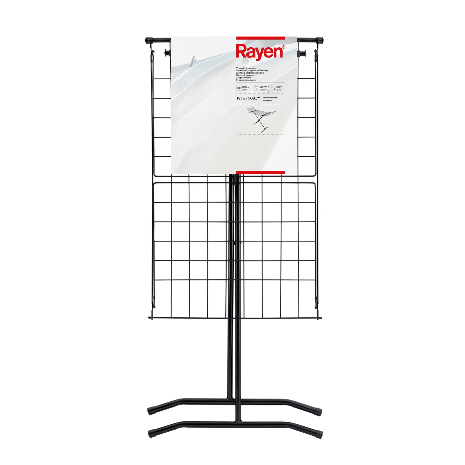 Étendoir à ailes rabattables en acier inoxydable - 162 x 57,5 x 104,5 cm - Noir — vue 5